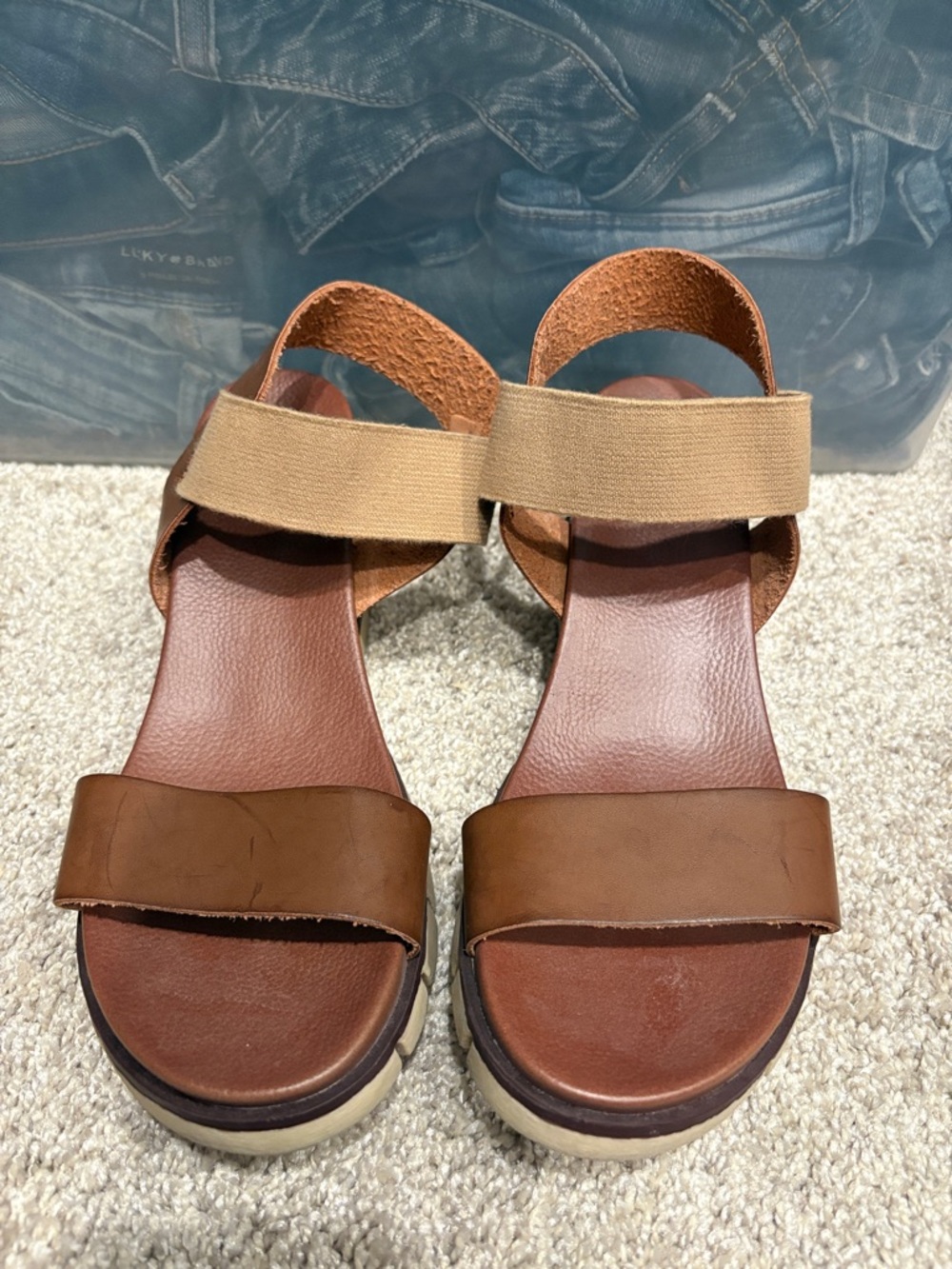 MIA Brown Tan Leather Platform Sandals